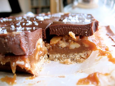 close up of caramel nut bars