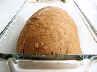 loaf of pre baked bread in baking dish