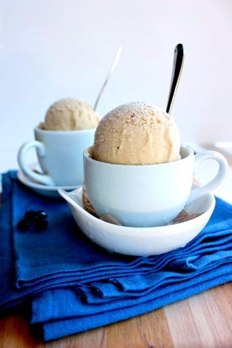 side shot of ice cream in mugs 