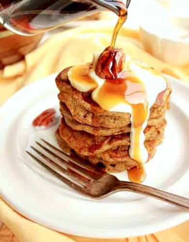 Gluten Free Banana Pancakes with Buckwheat and Buttermilk with syrup 