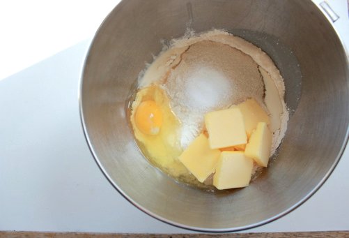 eggs and butter in a bowl 