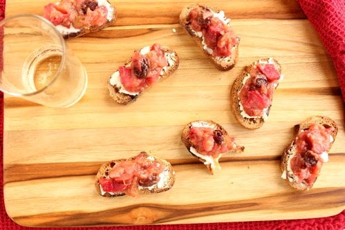 top down shot of chutney on bread 