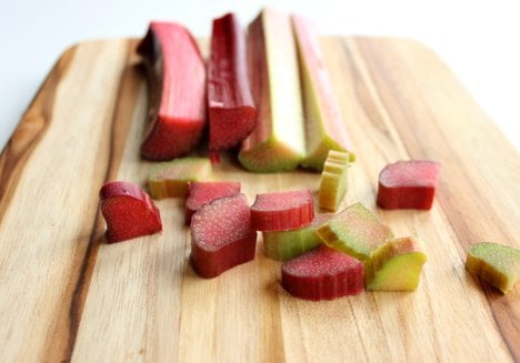 close up of rhubarb