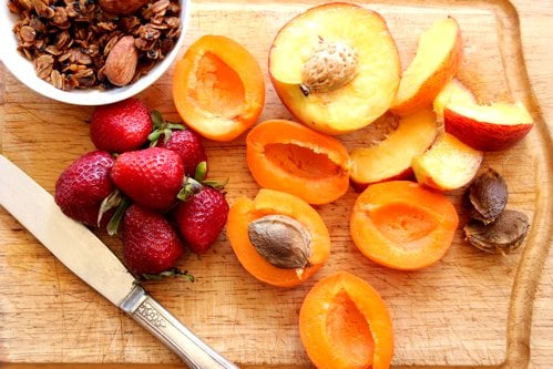 fruit on a chopping board 