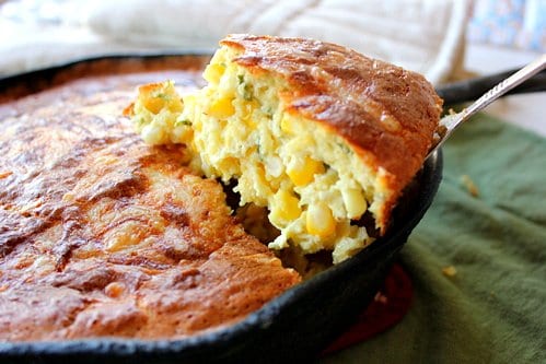 spoonbread in a skillet 