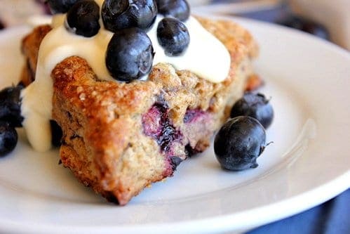 close up of blueberry scone 