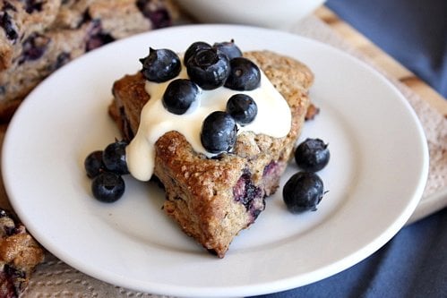 blueberry scone on a plate 