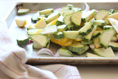 vegetables on a baking tray 