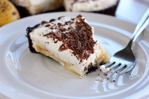 slice of cream pie on a plate 