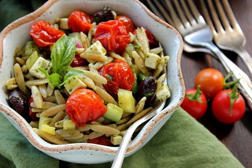 Orzo Pasta Salad with Roasted Cherry Tomatoes