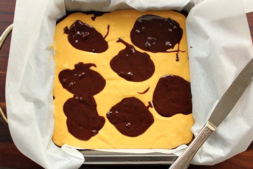 brownies mix in a baking tray 