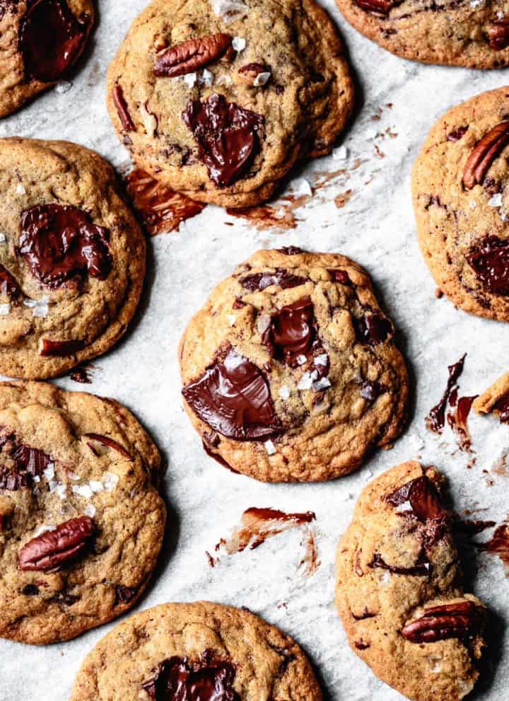 Soft and Chewy Gluten Free Chocolate Chip Cookies with Brown Butter and Flaky Salt