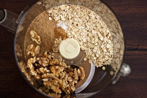 top down shot of walnuts in a blender 