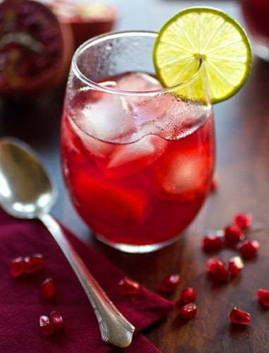 pomegranate margarita in a glass 