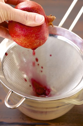 pomegranate in a sieve