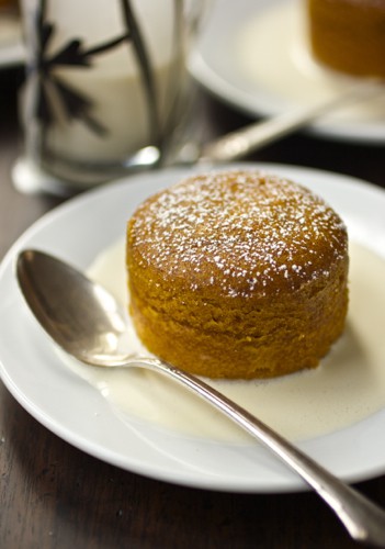 close up of pumpkin pudding cake 