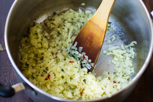 chopped onions in a pot 
