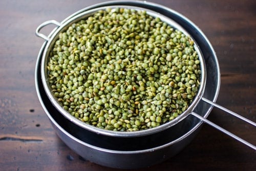 lentils in a sieve 