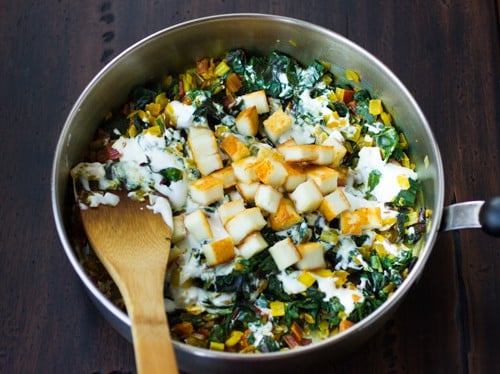 pot of chard saag paneer 