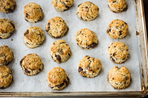 rows of scones on baking tray 