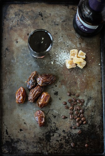 top down shot of sticky toffee pudding ingredients