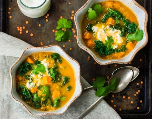 sweet potato soup in bowl 