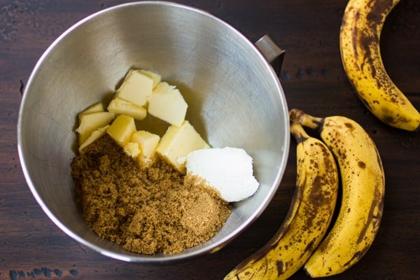 butter in a bowl for gluten free banana muffins recipe