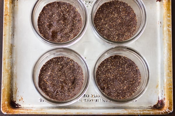 top down shot of chocolate pots