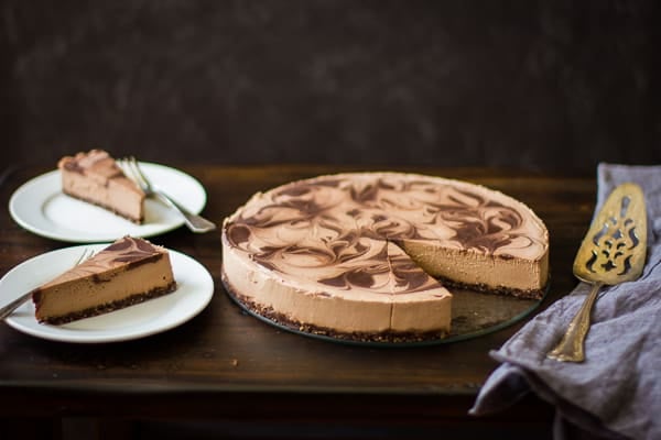 vegan cheesecake on a table 
