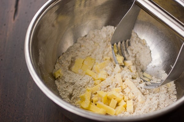 flour and butter in a bowl 