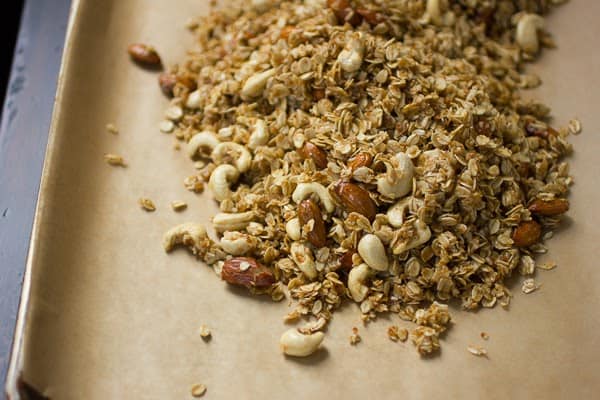 granola mix on parchment 