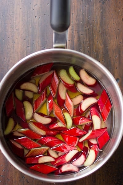 slices of rhubarb