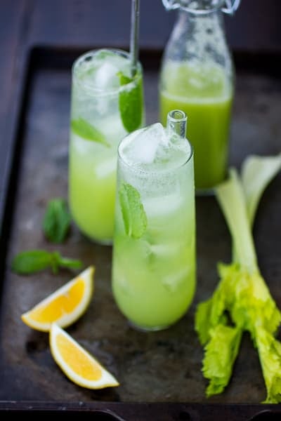 mint celery soda in glasses 