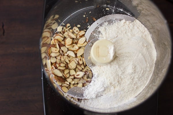 almond and flour in a blender 