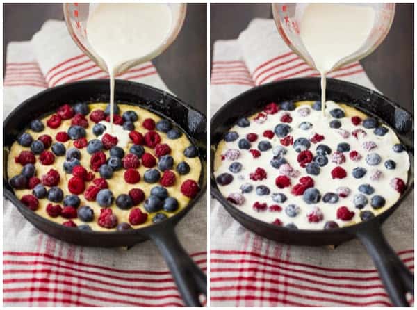 liquid mix poured onto berries 