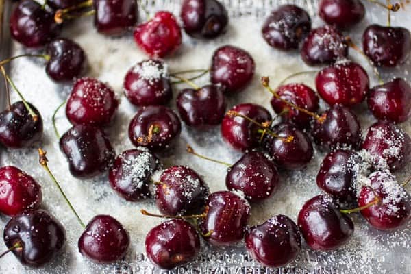 cherries on a tray 