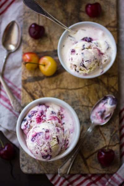 top down shot of ice cream in bowls 