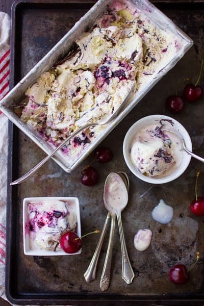 a tub of roasted cherry vanilla ice cream