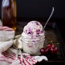 scoop of roasted cherry vanilla ice cream