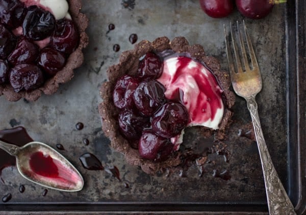 chocolate cherry goat cheese tarts 