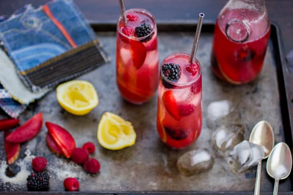 glasses of Berry, Plum, and Rose Sangría