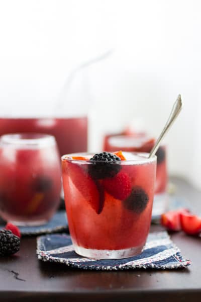 glass of Berry, Plum, and Rose Sangría