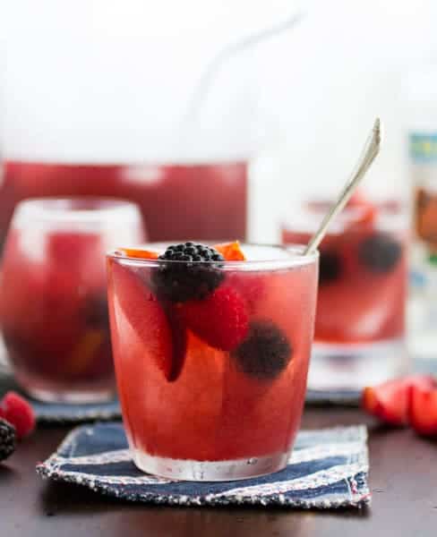 glasses of refreshing Berry, Plum, and Rose Sangría