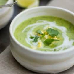 Creamy Thai Zucchini and Corn Soup in bowls