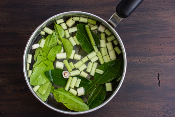 chopped veg in a pot