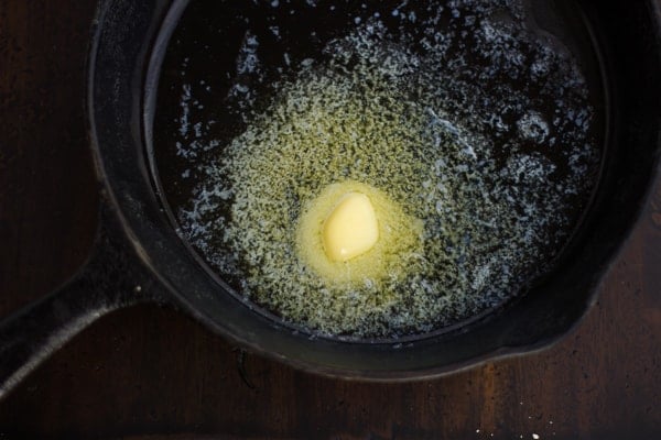 melting butter in skillet 