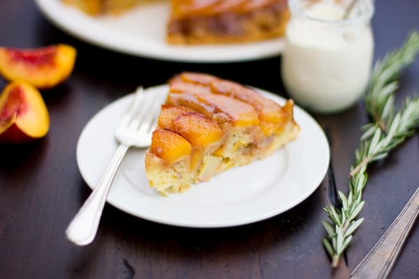 slices of (Gluten-Free!) Rosemary Nectarine Upside-Down Cake