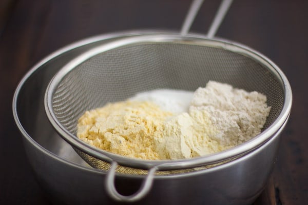 ingredients in sieve