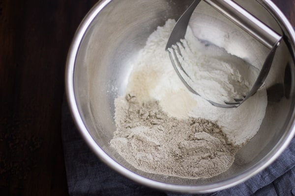 dry ingredients being mixed 