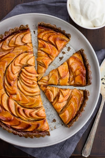 top down shot of Apple Quince Tart with Gluten-Free Buckwheat Crust